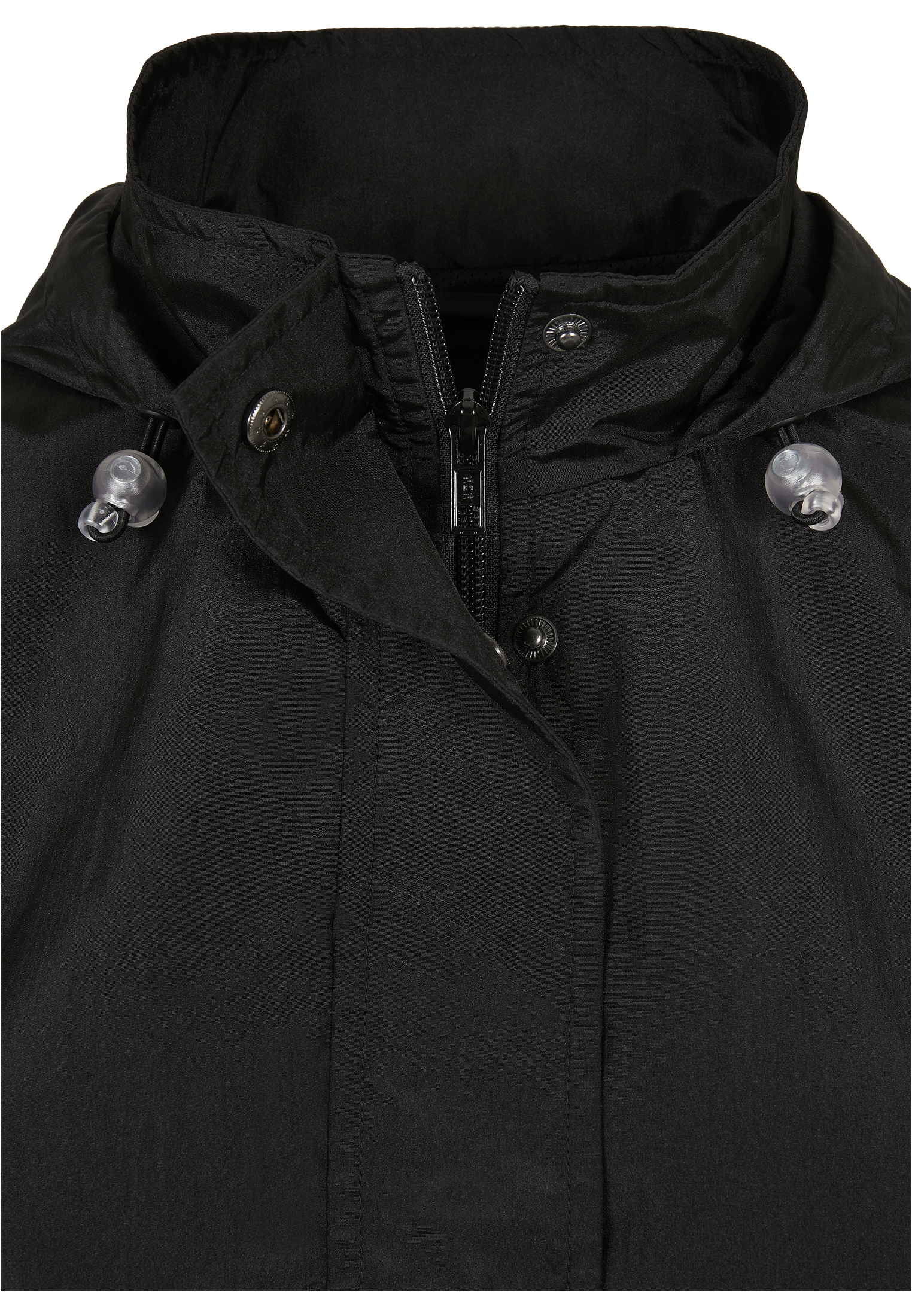 Light Jackets Ladies Oversized Shiny Crinkle Nylon Jacket in Farbe black