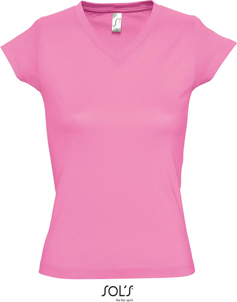 T-Shirt Moon Damen V-Neck T-Shirt in Farbe orchid pink