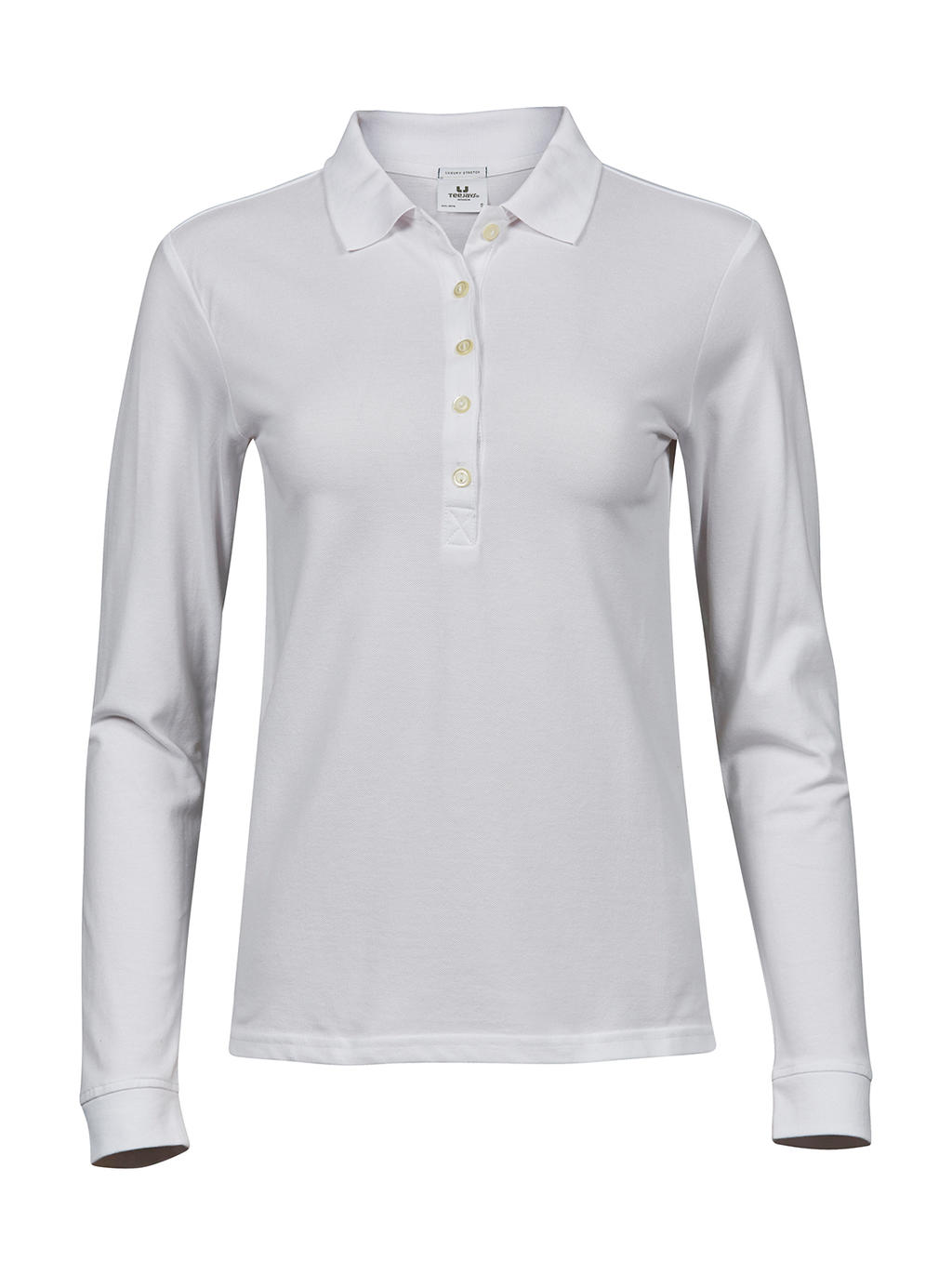  Ladies Luxury LS Stretch Polo in Farbe White