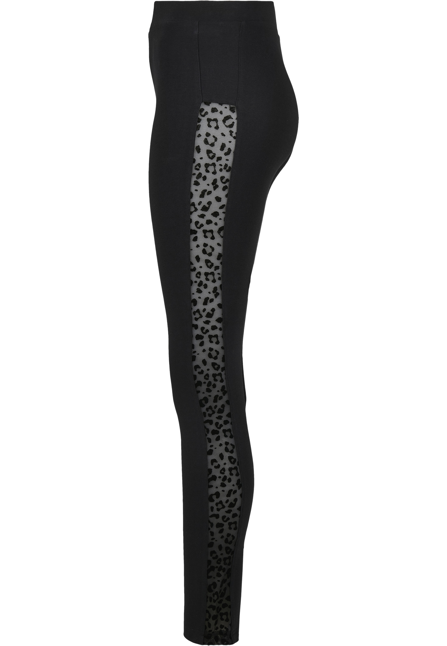 Curvy Ladies Flock Lace Stripe Leggings in Farbe black