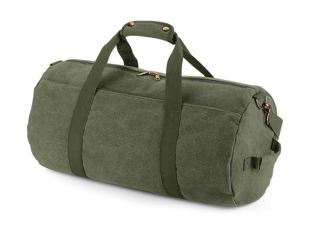  Vintage Canvas Barrel Bag in Farbe Vintage Military Green