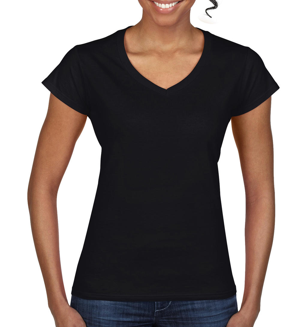  Ladies Softstyle? V-Neck T-Shirt in Farbe Black