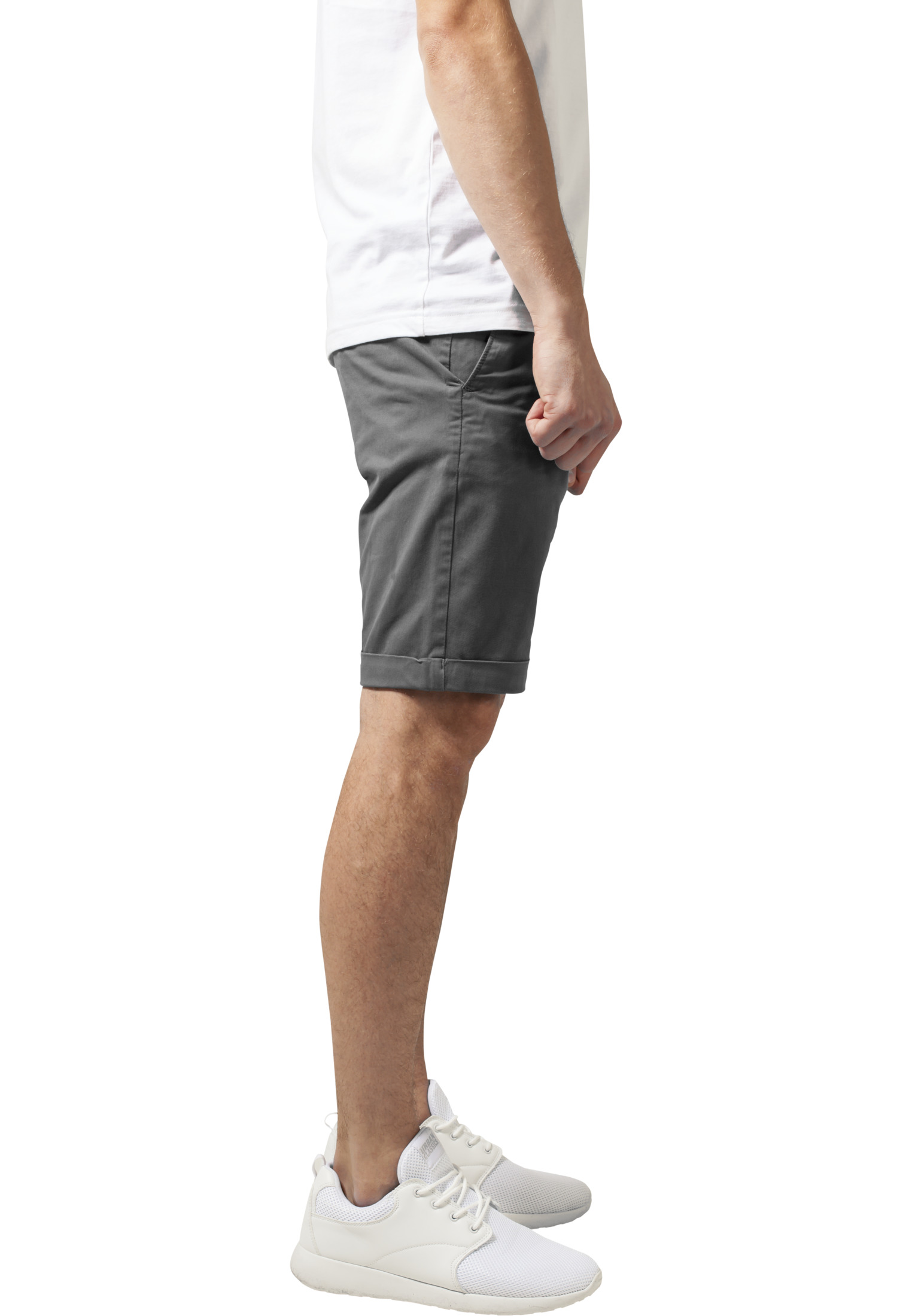 Cargo Hosen & Shorts Stretch Turnup Chino Shorts in Farbe darkgrey