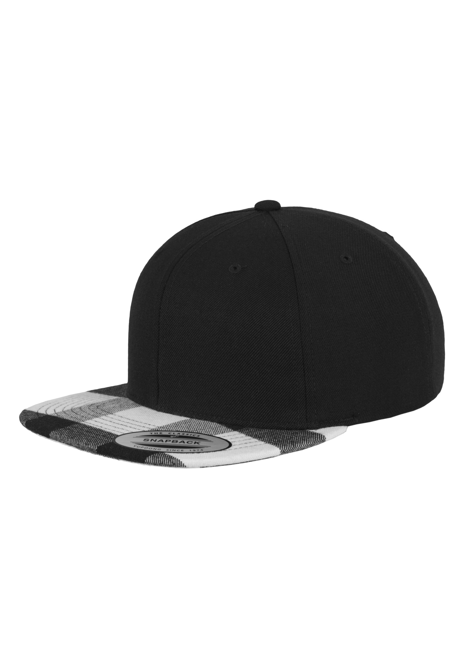 Snapback Checked Flanell Peak Snapback in Farbe blk/wht