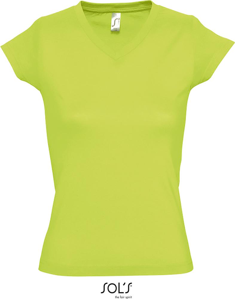 T-Shirt Moon Damen V-Neck T-Shirt in Farbe apple green