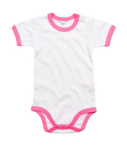  Baby Ringer Bodysuit in Farbe White/Bubblegum Pink Organic