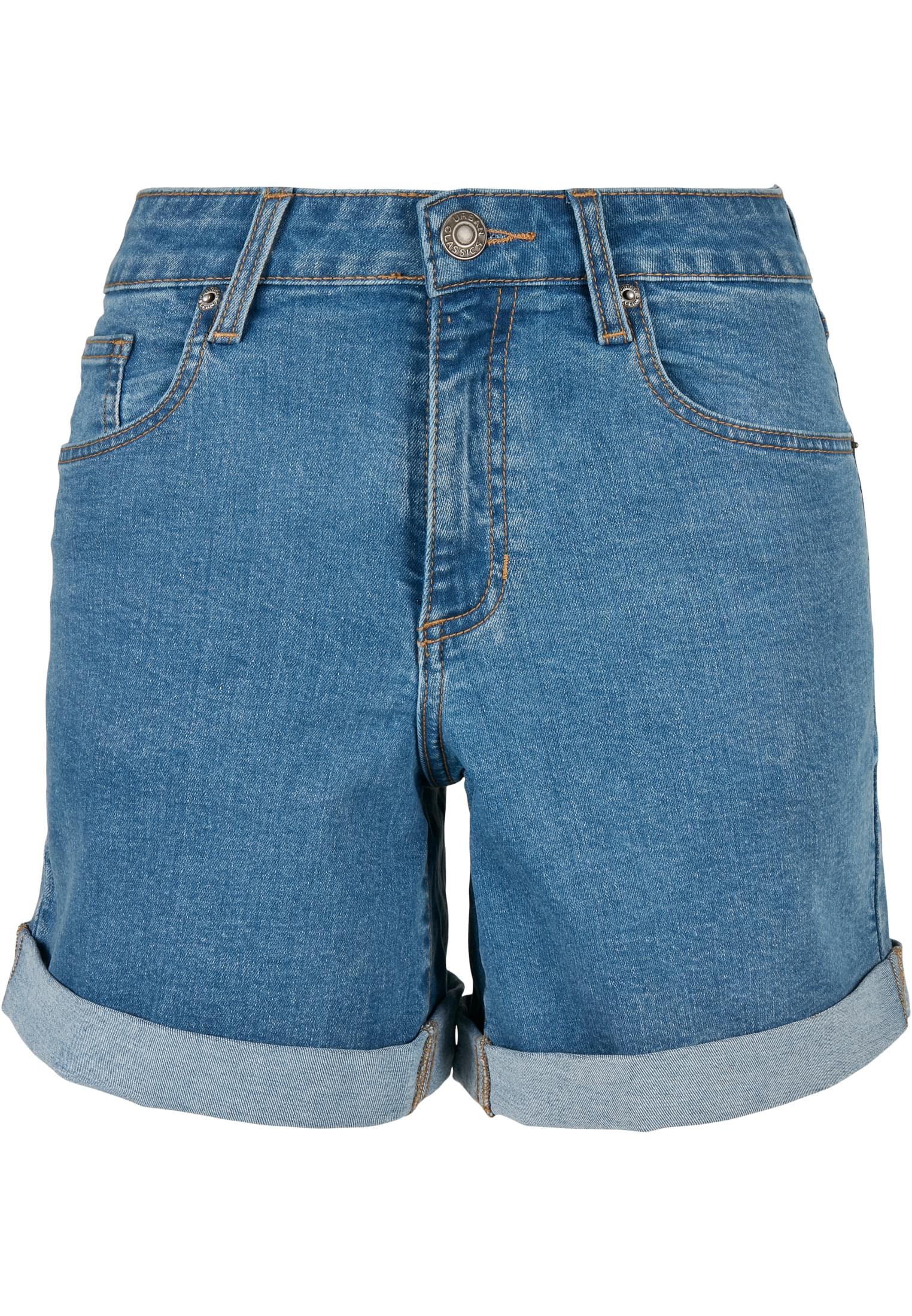 Frauen Ladies Organic Stretch Denim 5 Pocket Shorts in Farbe clearblue washed