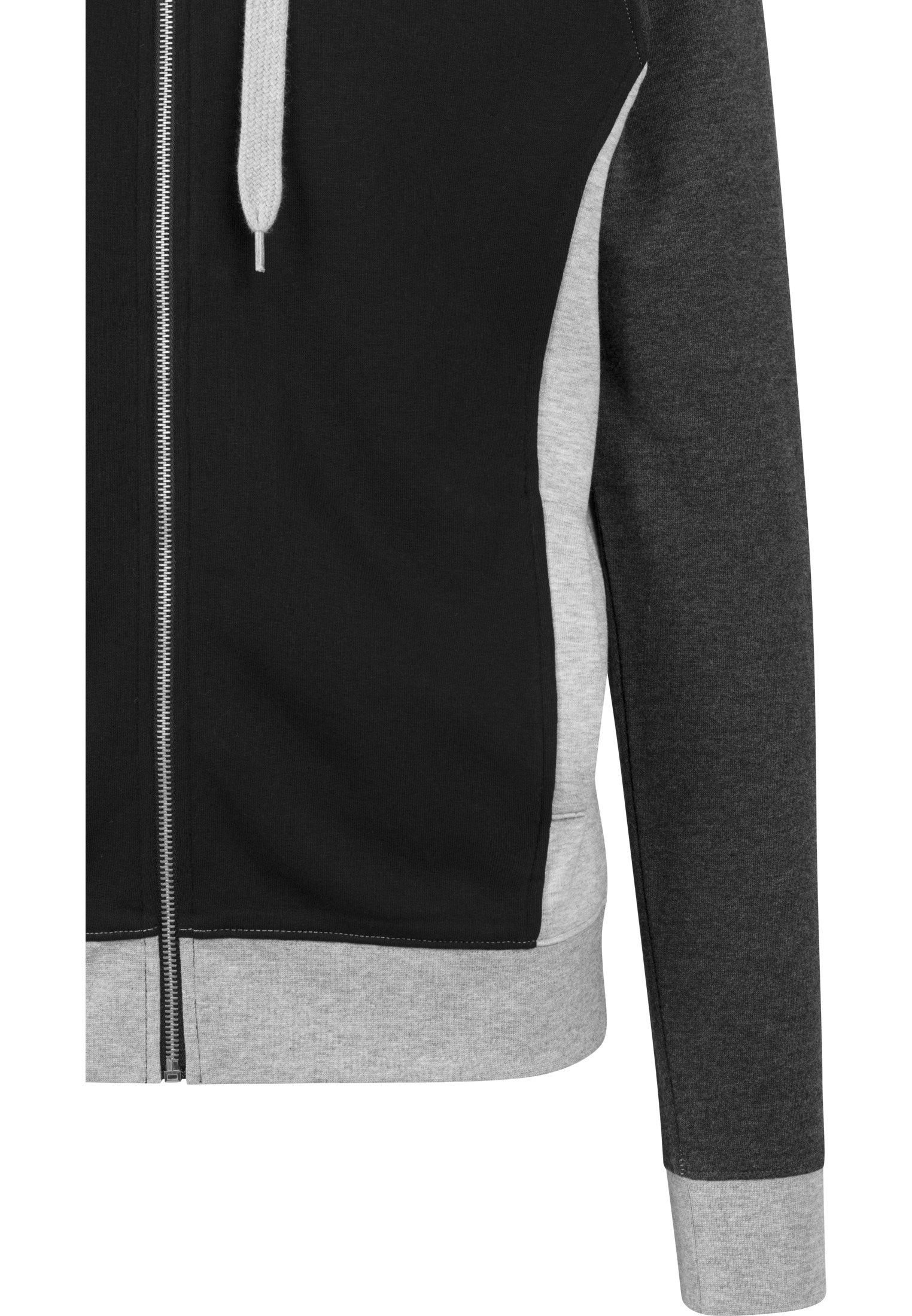 Zip Hoodies 3- Tone Sweat Zip Hoody in Farbe black/grey/charcoal