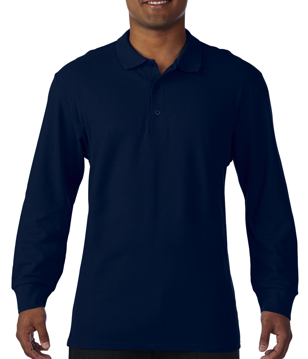  Premium Cotton Adult Double Piqu? Polo LS in Farbe Navy