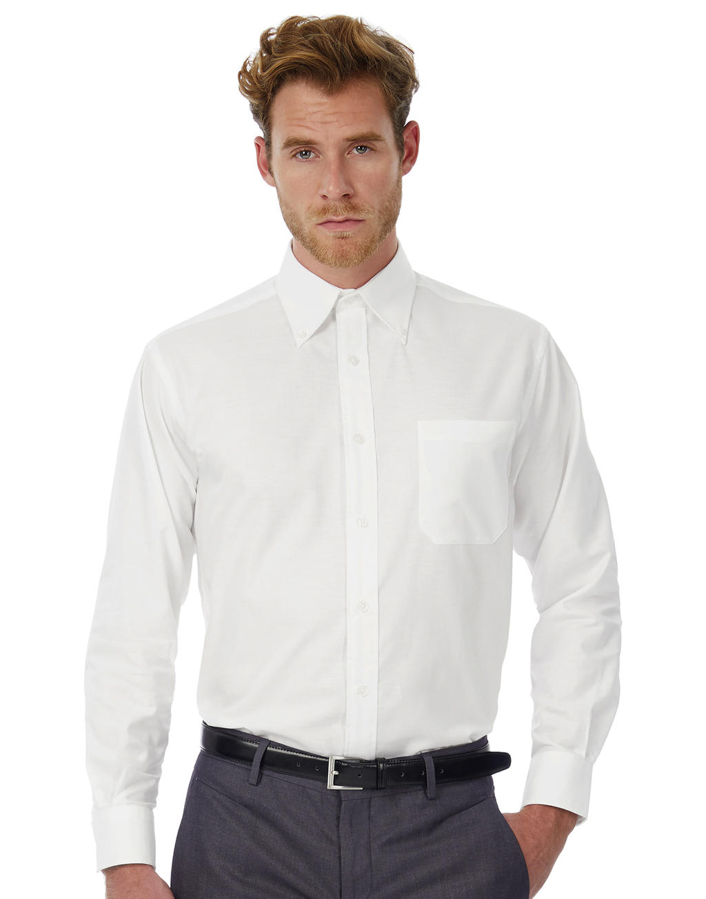  Oxford LSL/men Shirt in Farbe White
