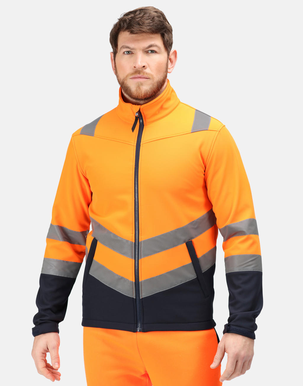  Pro Hi Vis Softshell Jacket in Farbe Orange/Navy