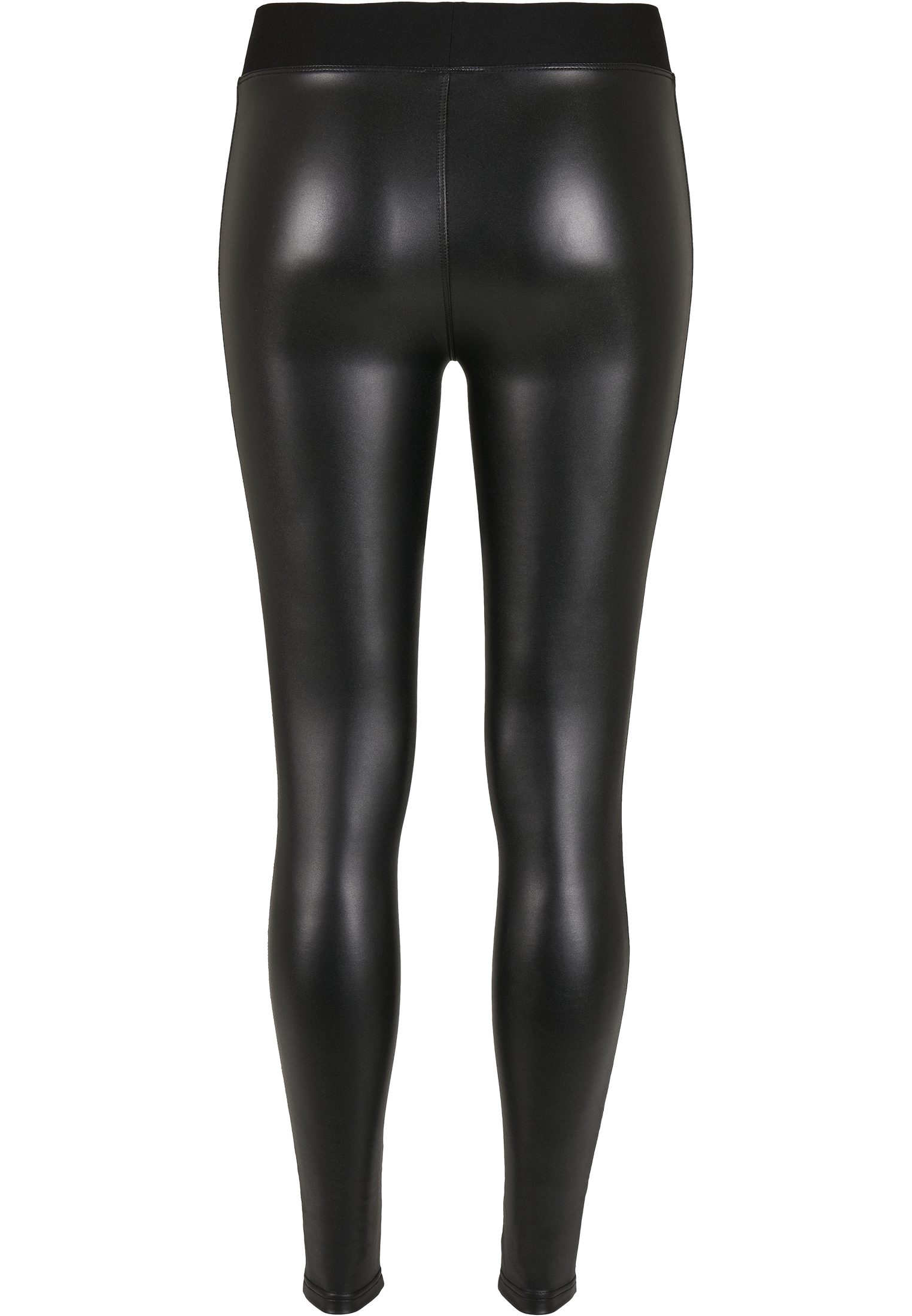 Curvy Ladies Tech Mesh Faux Leather Leggings in Farbe black