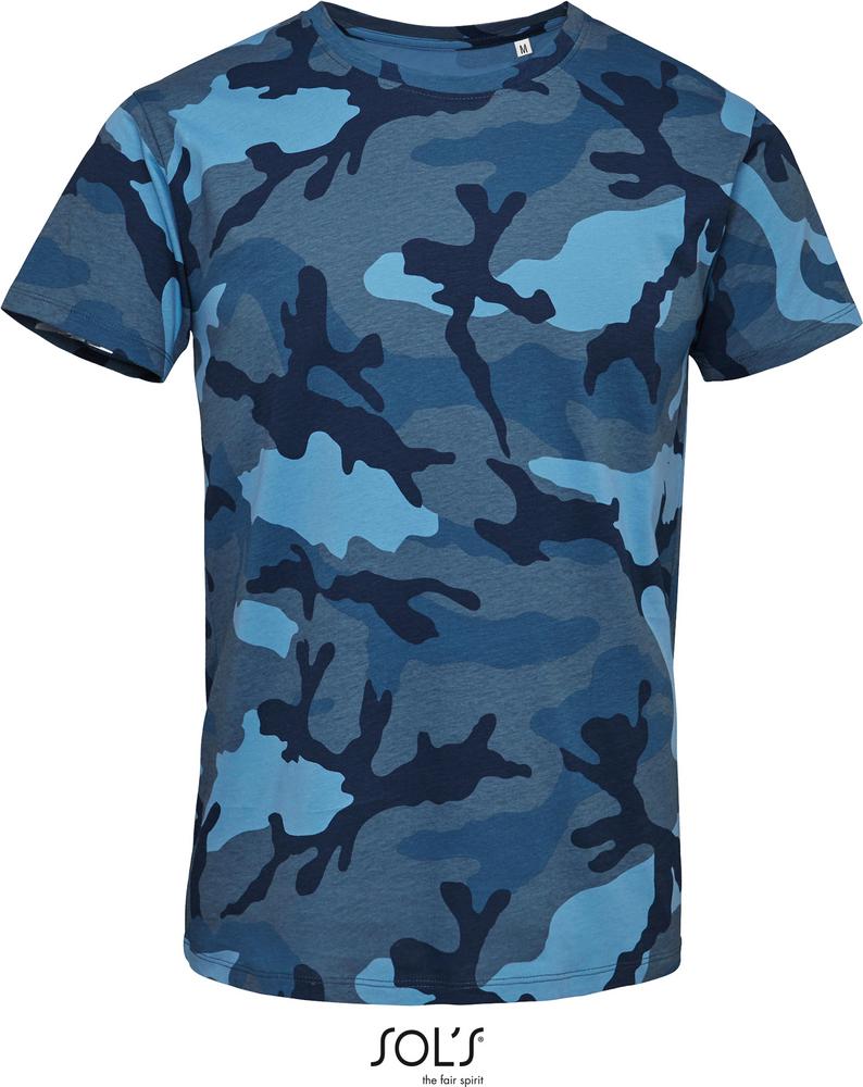 T-Shirt Camo Men Herren Rundhals T-Shirt in Farbe blue camo