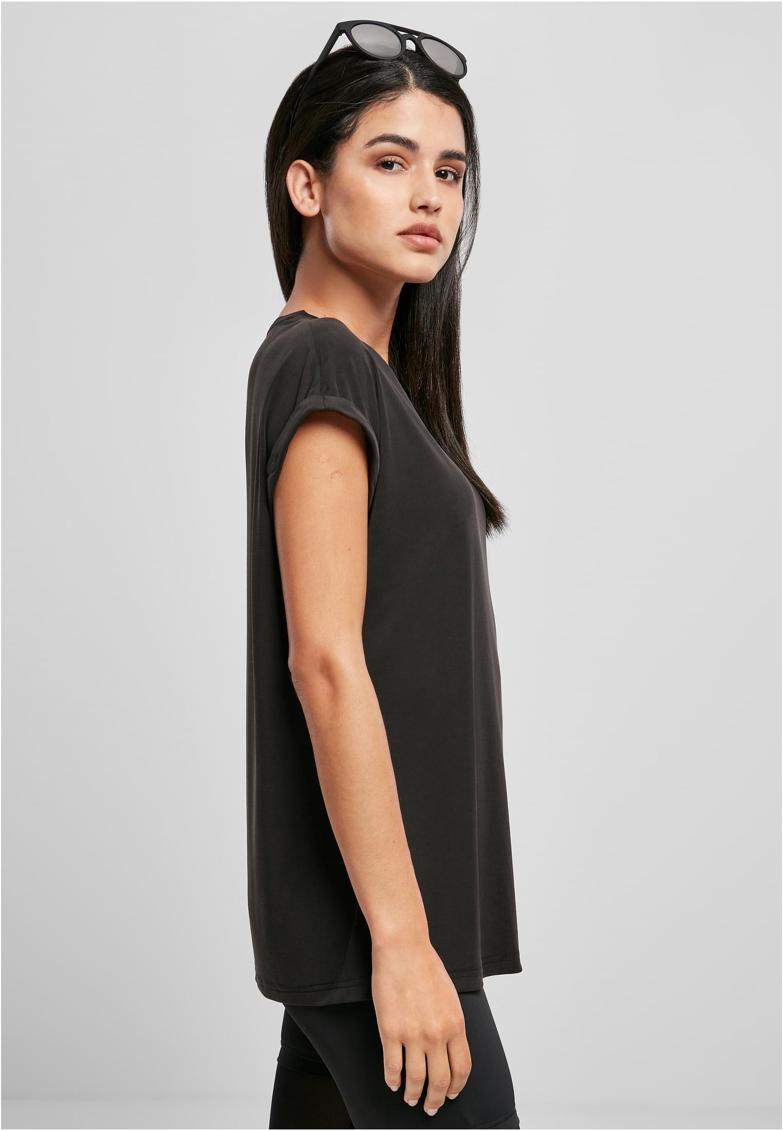 Frauen Ladies Modal Extended Shoulder Tee in Farbe black