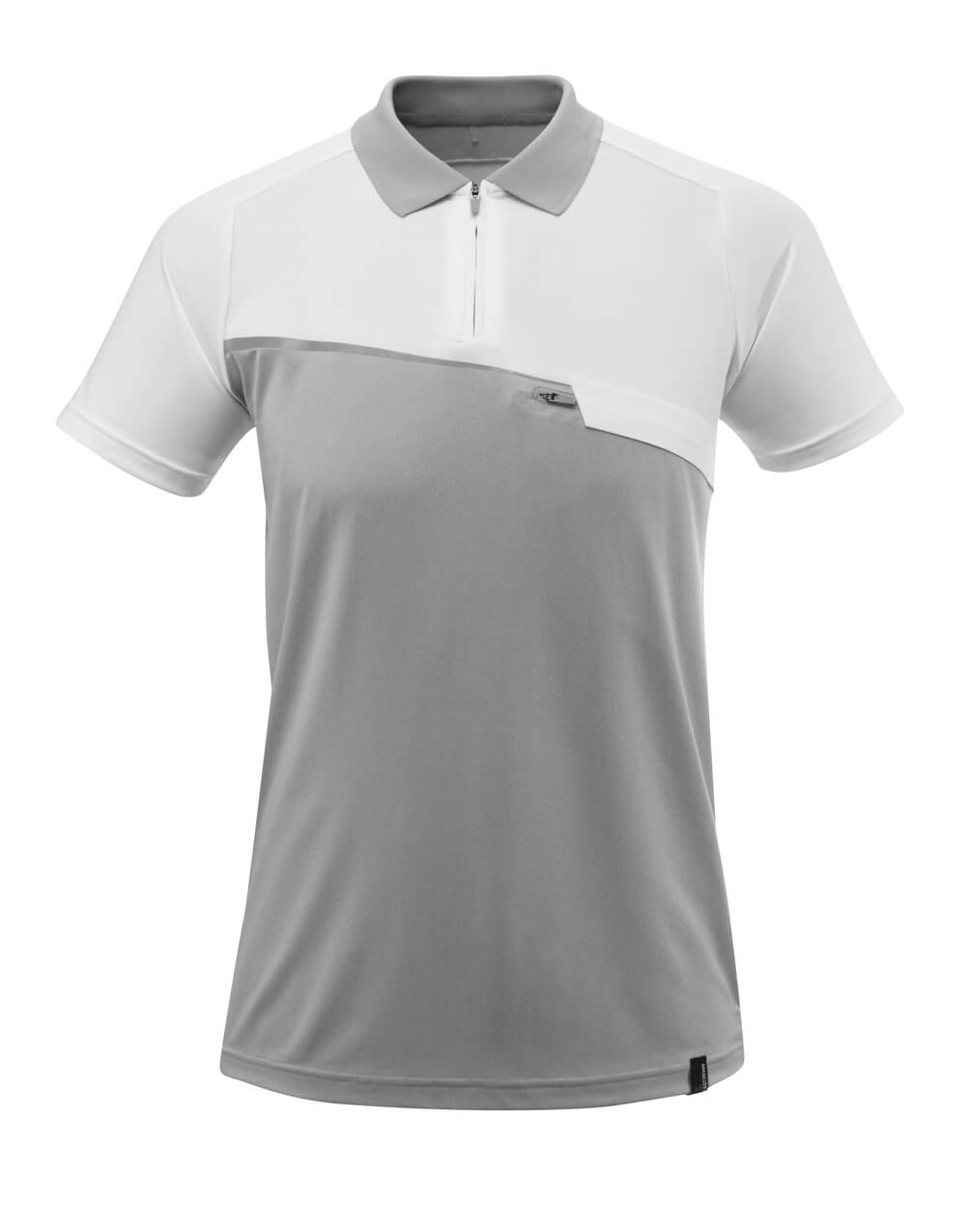 Polo-Shirt mit Brusttasche ADVANCED Polo-Shirt mit Brusttasche in Farbe Grau-meliert/Weiss