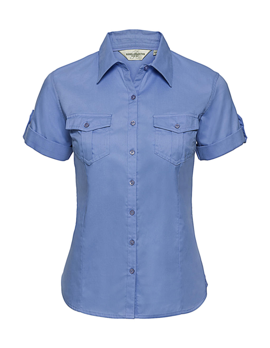  Ladies Roll Sleeve Shirt in Farbe Blue