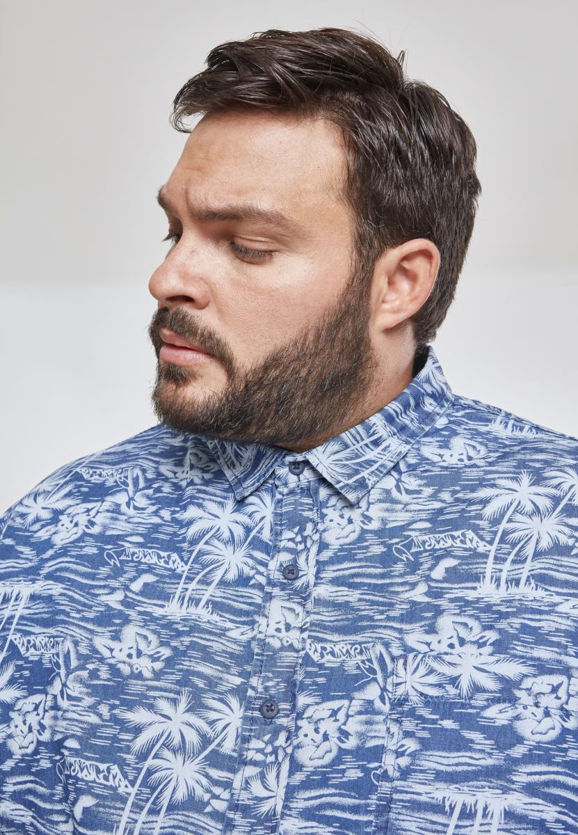 Hemden Printed Palm Denim Shirt in Farbe light blue wash