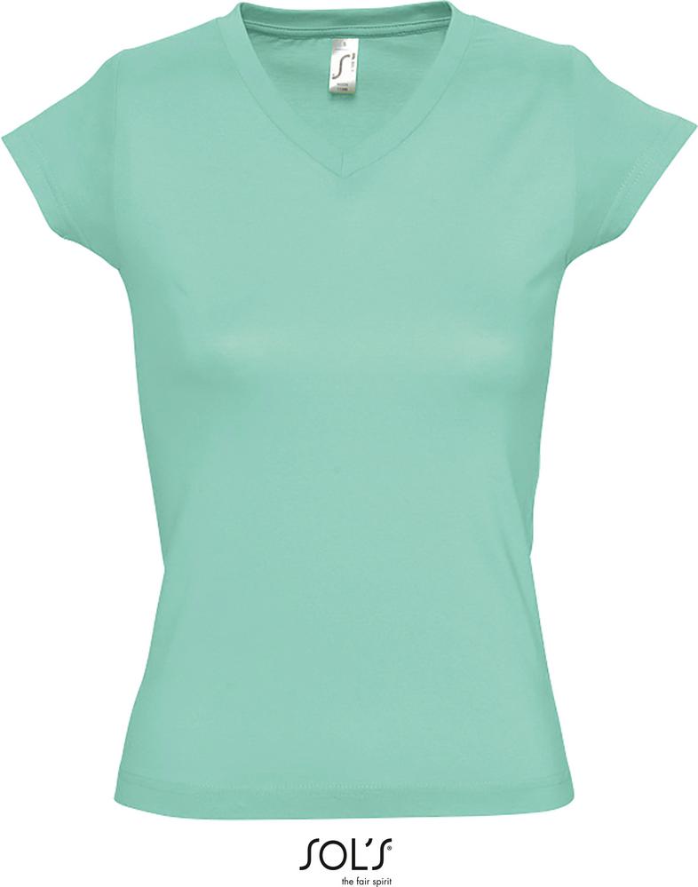 T-Shirt Moon Damen V-Neck T-Shirt in Farbe mint