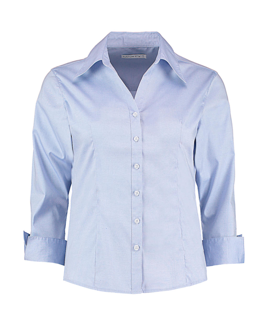  Womens Tailored Fit Premium Oxford 3/4 Shirt in Farbe Light Blue