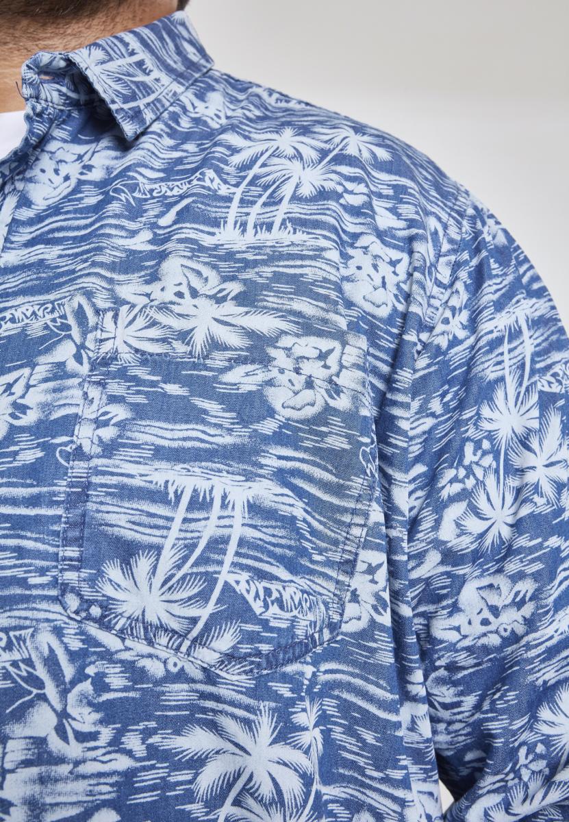 Hemden Printed Palm Denim Shirt in Farbe light blue wash