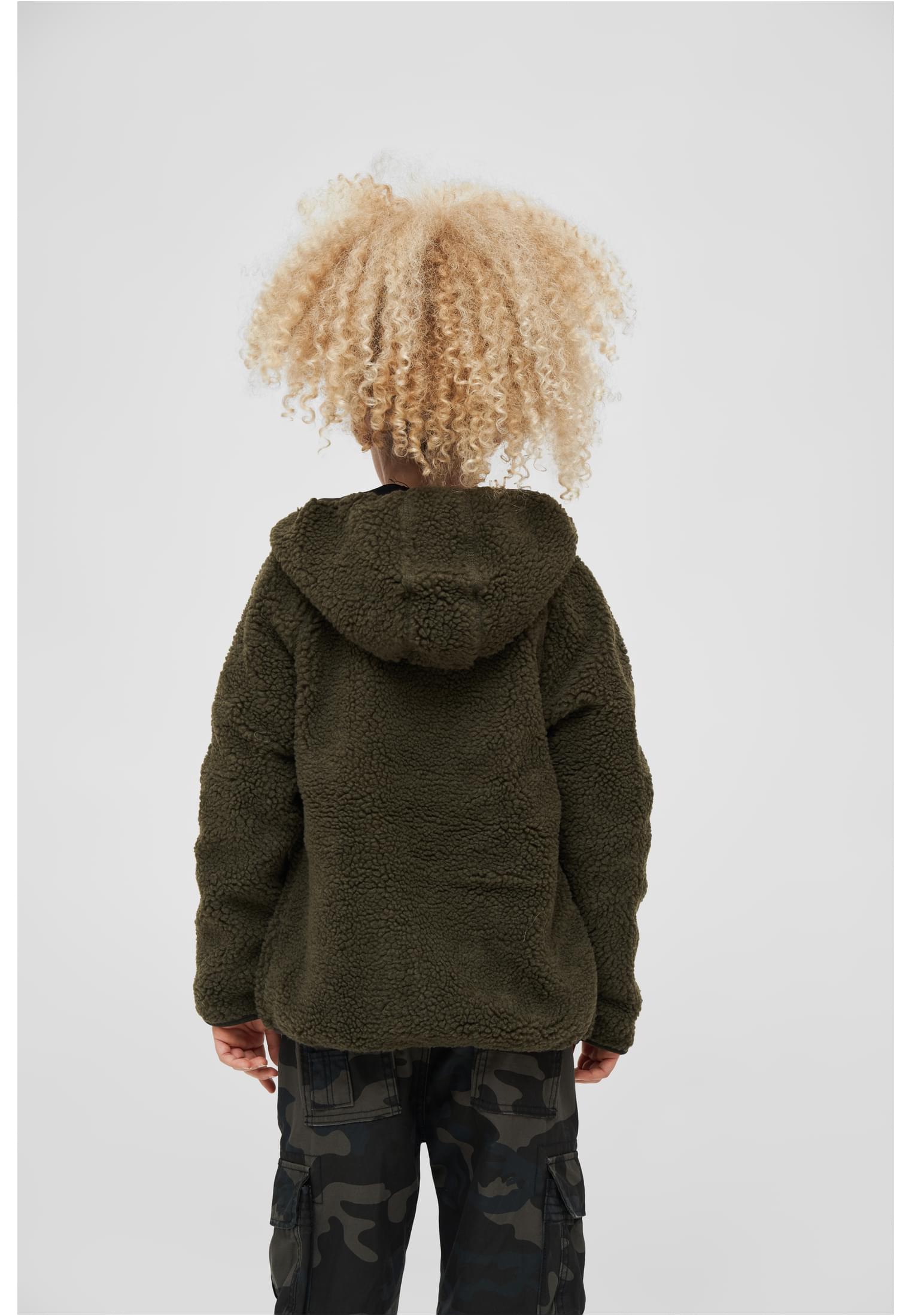 Kinder Kids Teddyfleecejacket Hood in Farbe olive