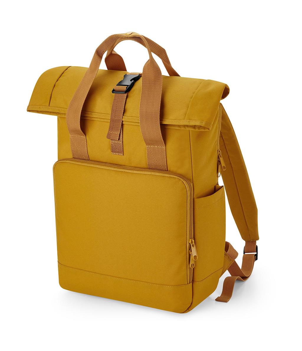  Recycled Twin Handle Roll-Top Laptop Backpack in Farbe Mustard