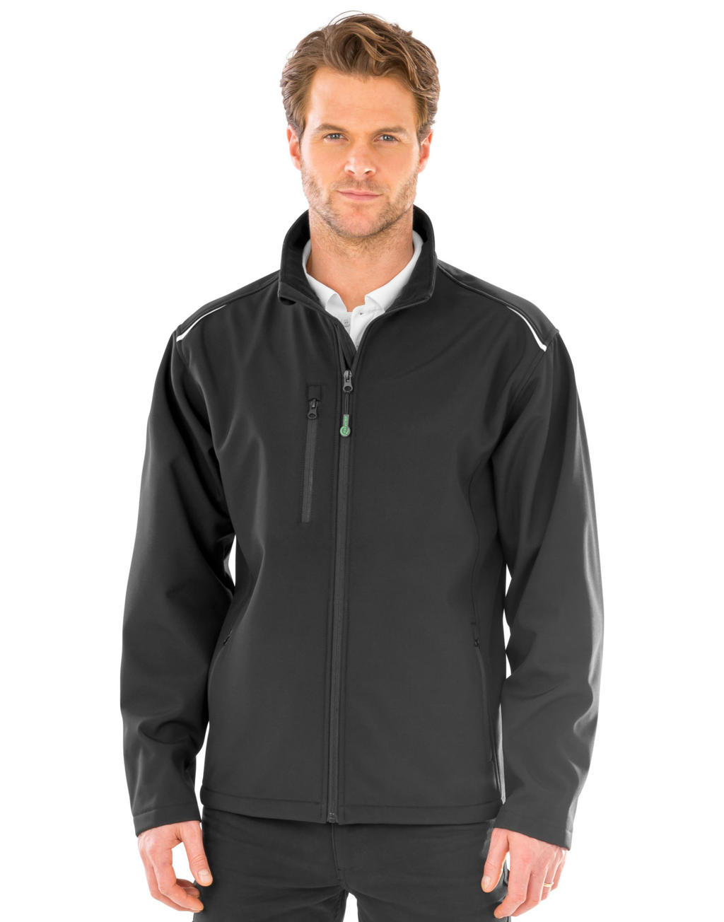  Recycled 3-Layer Printable Softshell Jacket in Farbe Black