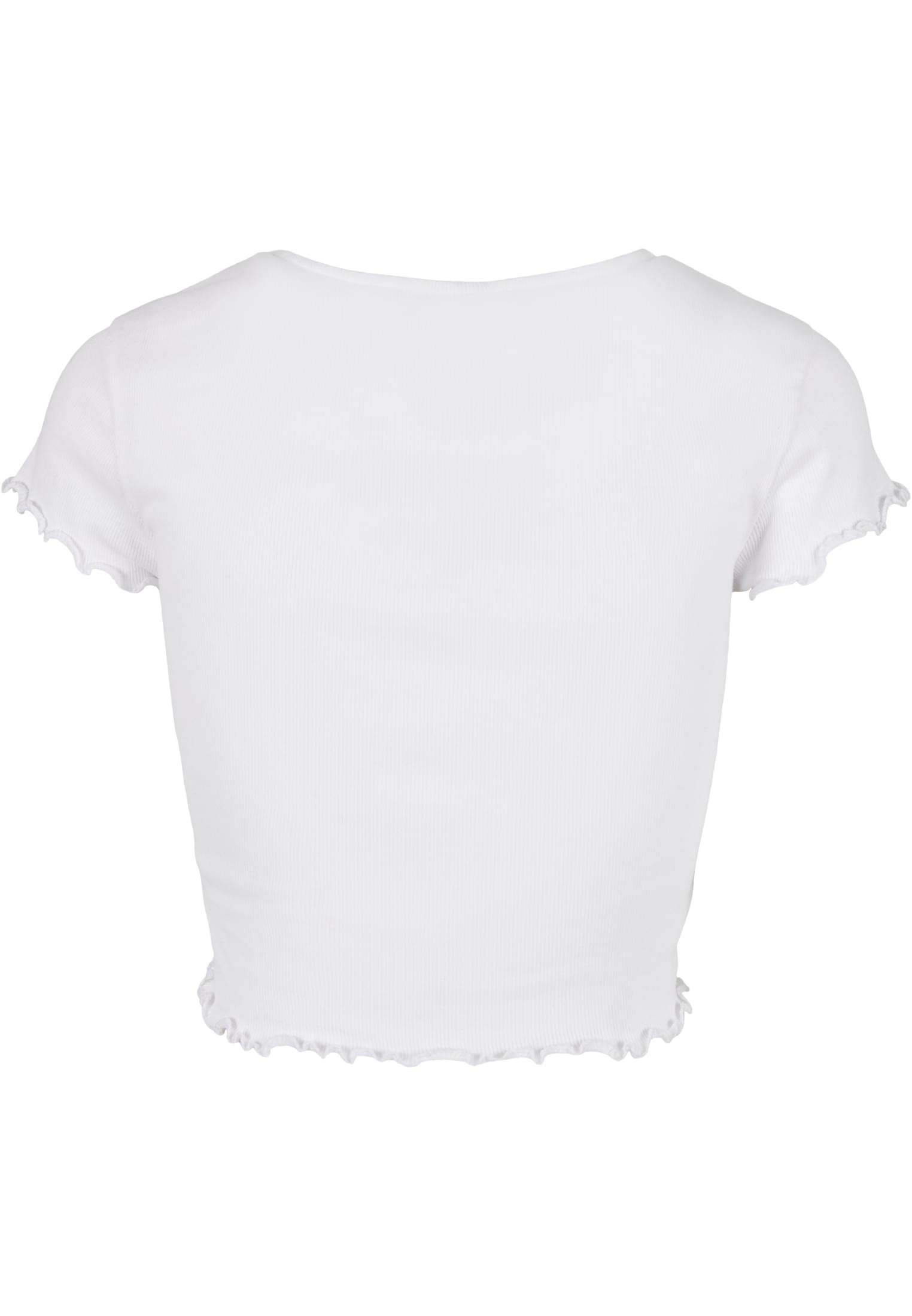 Frauen Ladies Cropped Button Up Rib Tee in Farbe white