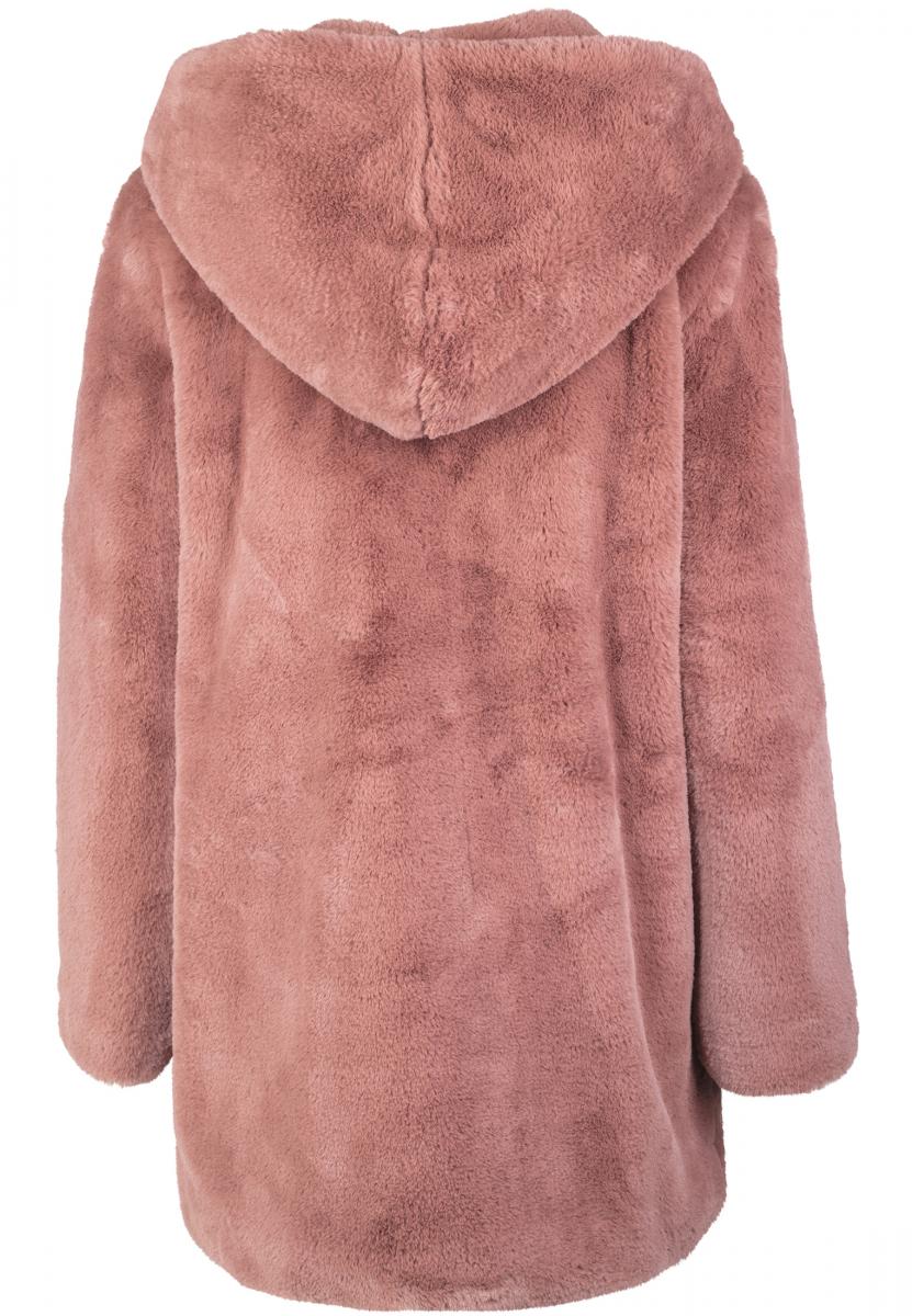 Winter Jacken Ladies Hooded Teddy Coat in Farbe darkrose