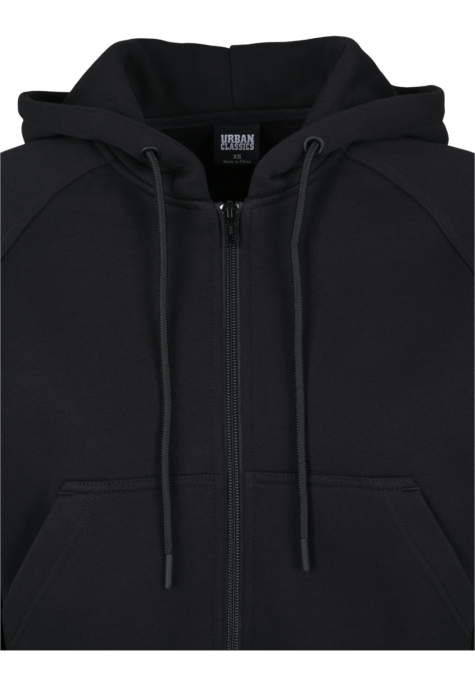 Zip Hoodies Ladies Oversized Short Raglan Zip Hoody in Farbe black