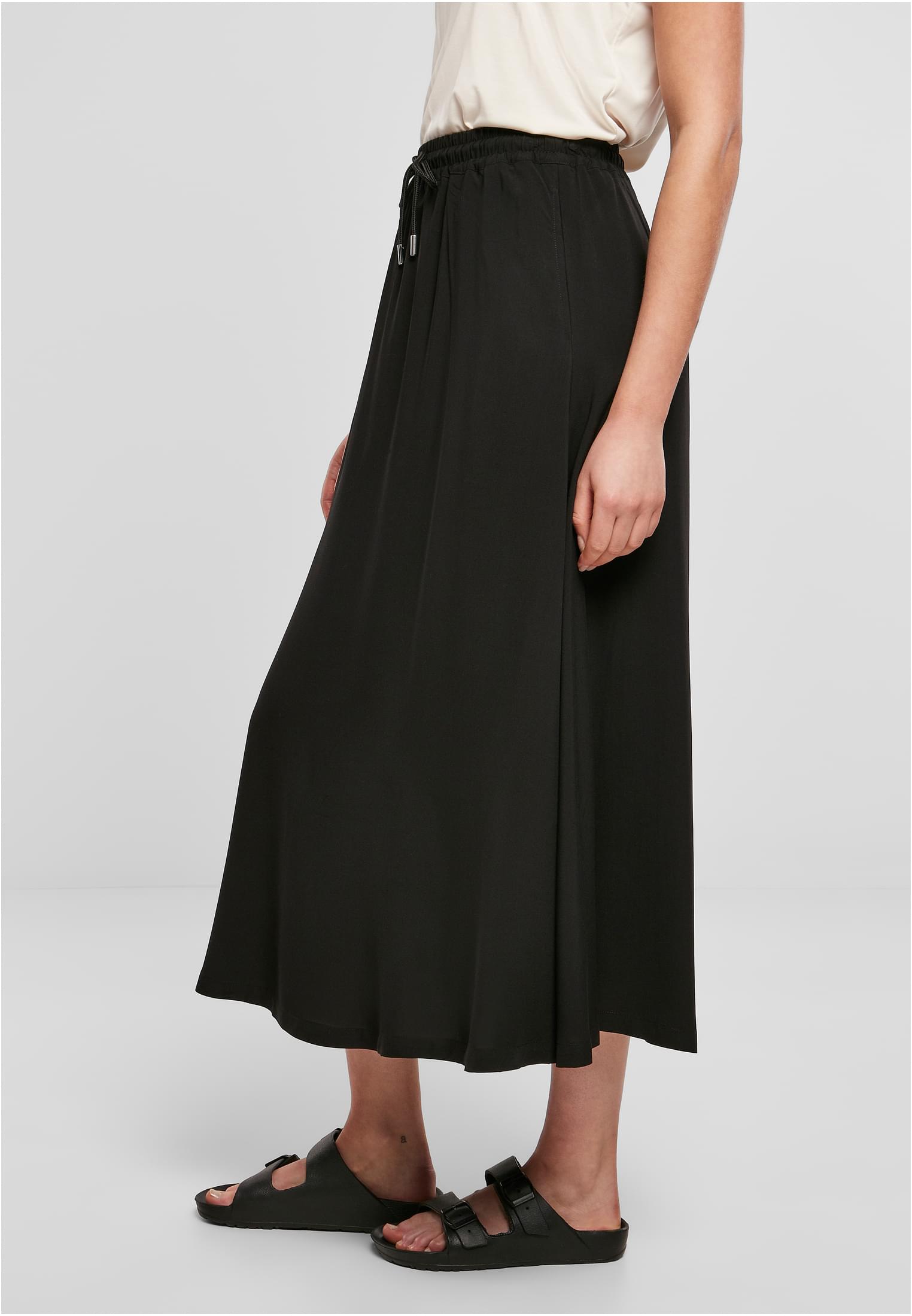 Frauen Ladies Viscose Midi Skirt in Farbe black
