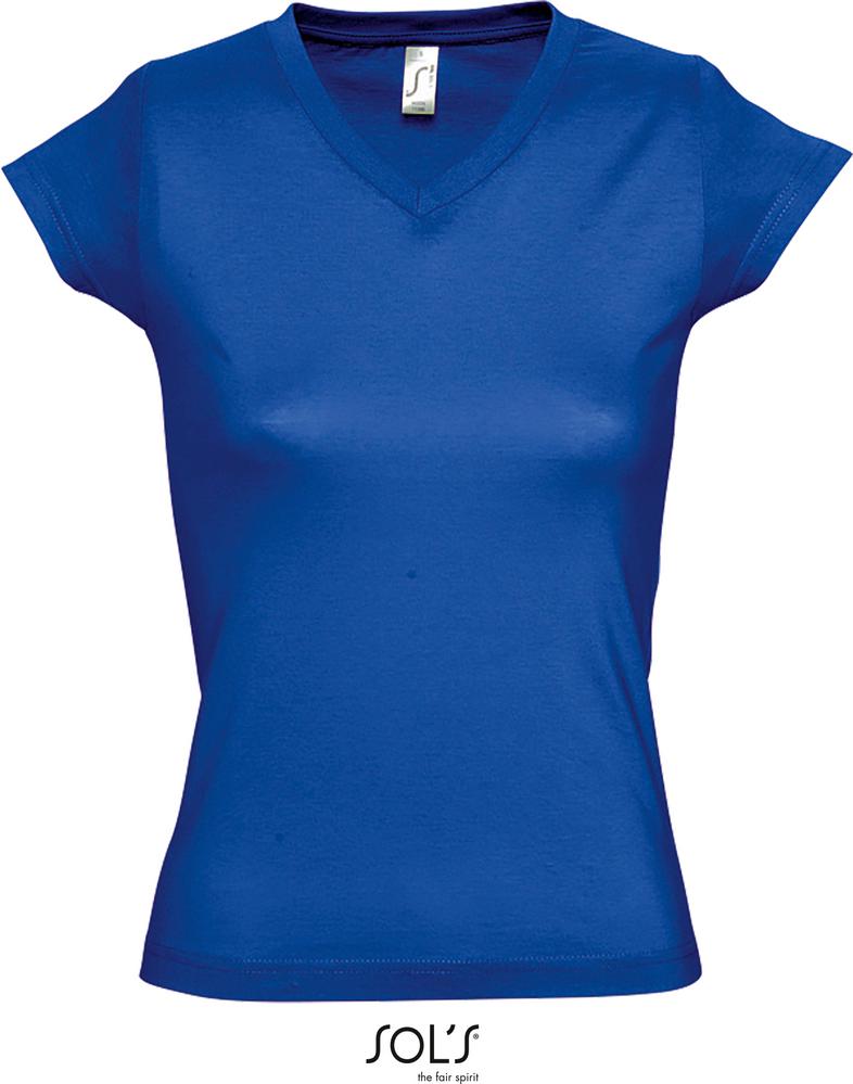 T-Shirt Moon Damen V-Neck T-Shirt in Farbe royal blue