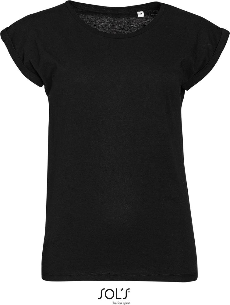 T-Shirt Melba Damen Rundhals T-Shirt in Farbe deep black