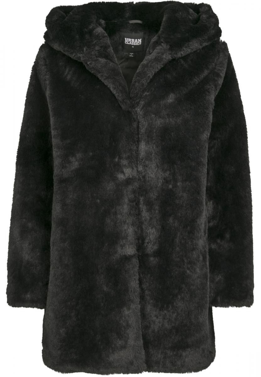 Winter Jacken Ladies Hooded Teddy Coat in Farbe black