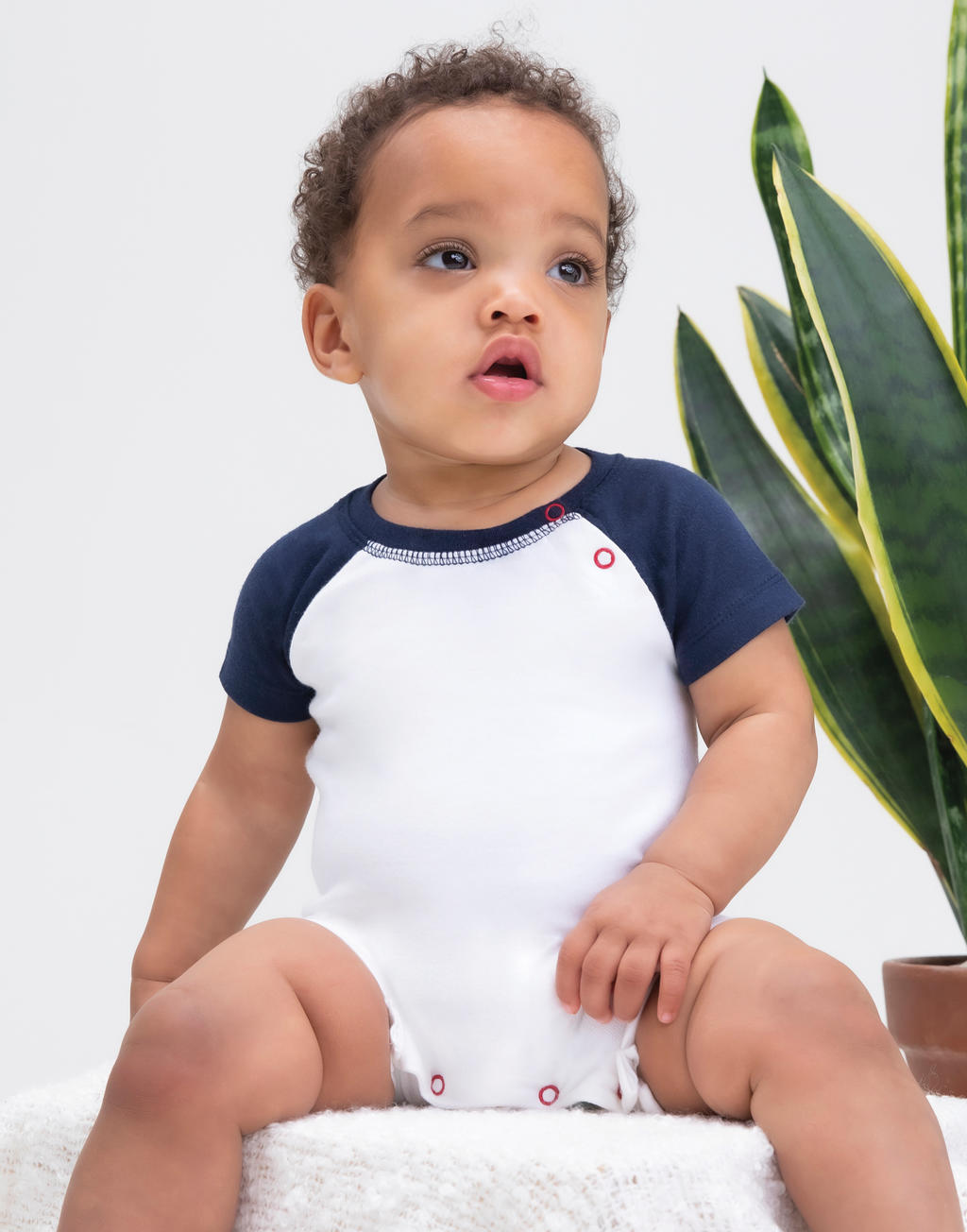 Baby Baseball Playsuit in Farbe White/Heather Grey/Red