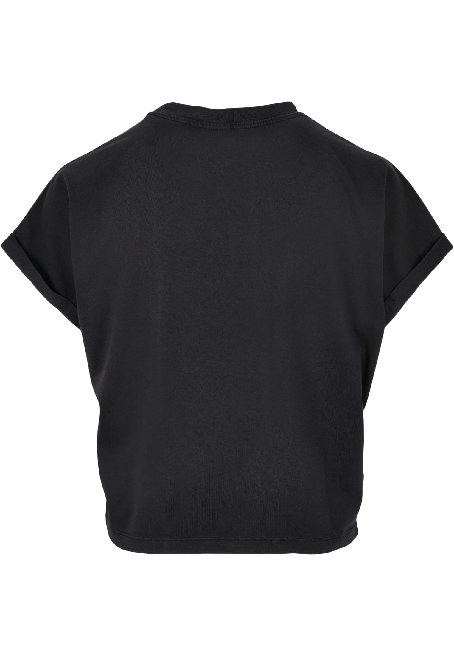 T-Shirts Ladies Short Pigment Dye Cut On Sleeve Tee in Farbe black
