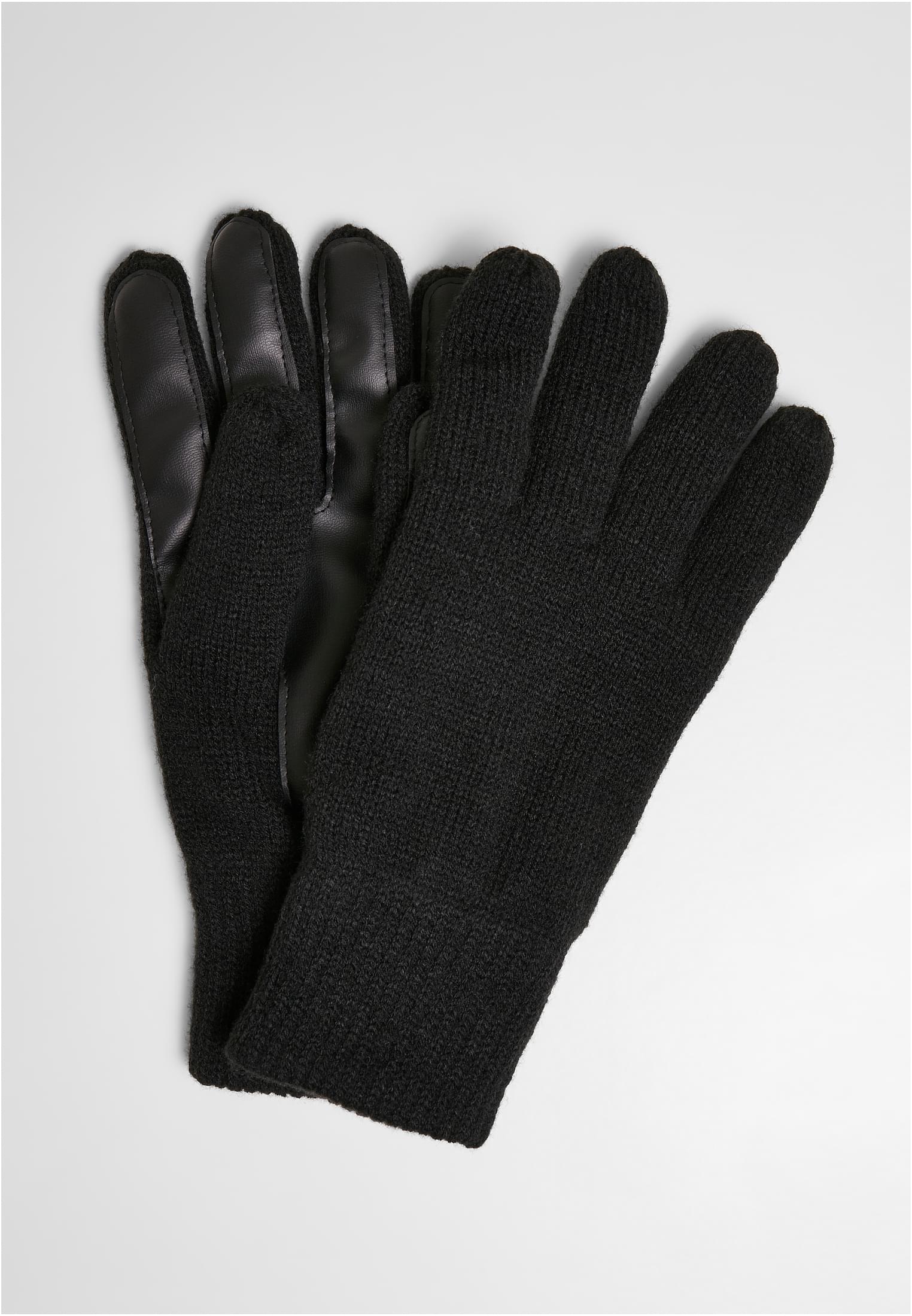 Handschuhe & Schals Synthetic Leather Knit Gloves in Farbe black