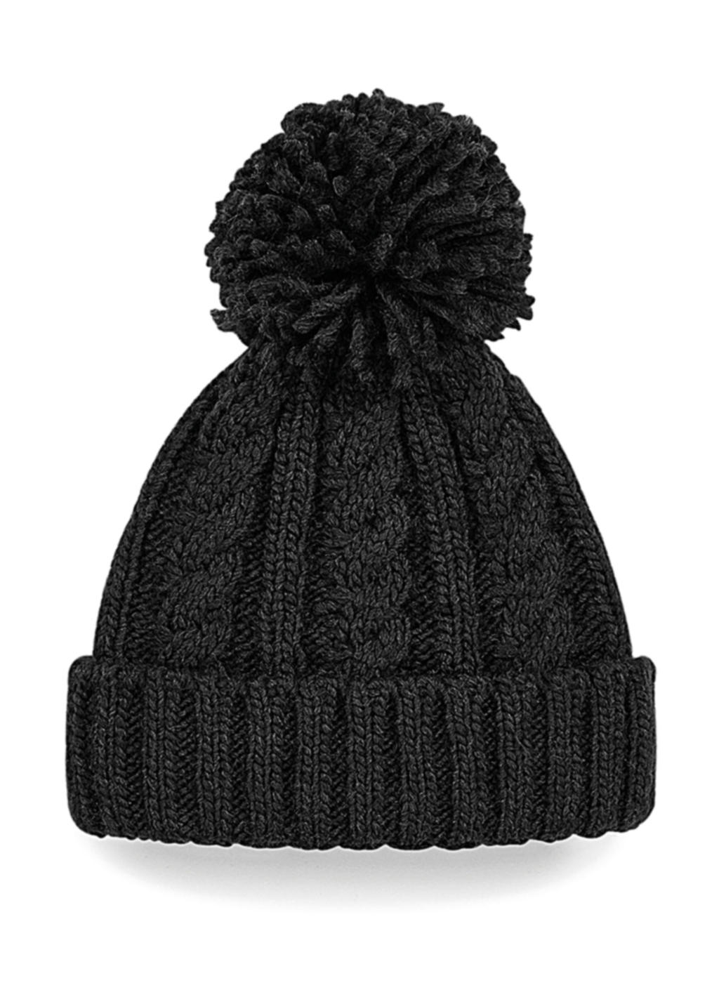  Cable Knit Melange Beanie in Farbe Black