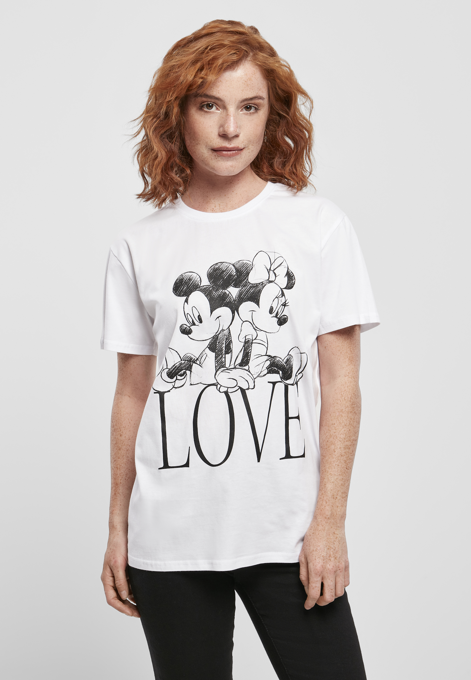 T-Shirts Ladies Minnie Loves Mickey Tee in Farbe white