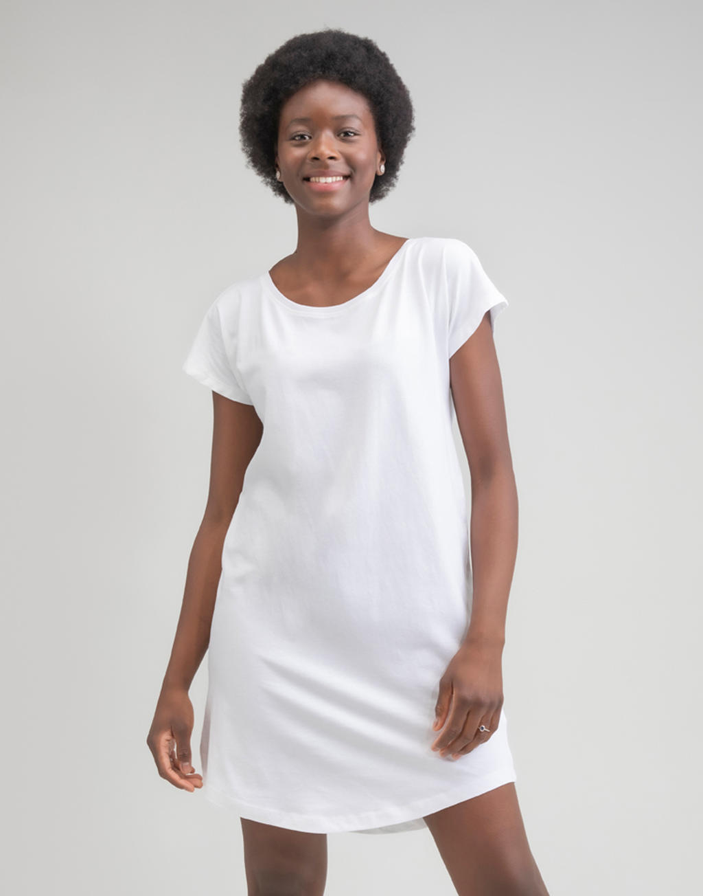  Loose Fit T Dress in Farbe White