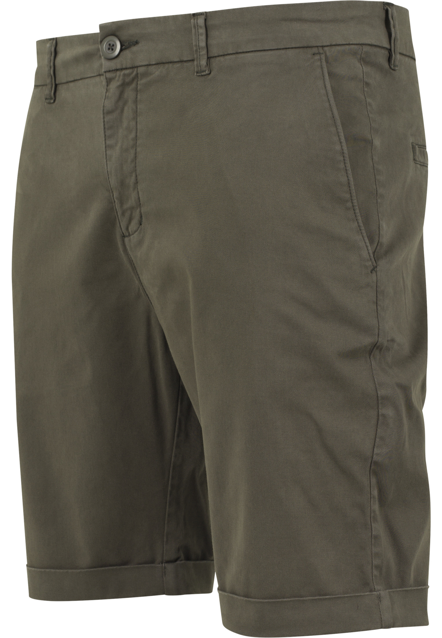 Cargo Hosen & Shorts Stretch Turnup Chino Shorts in Farbe dark olive