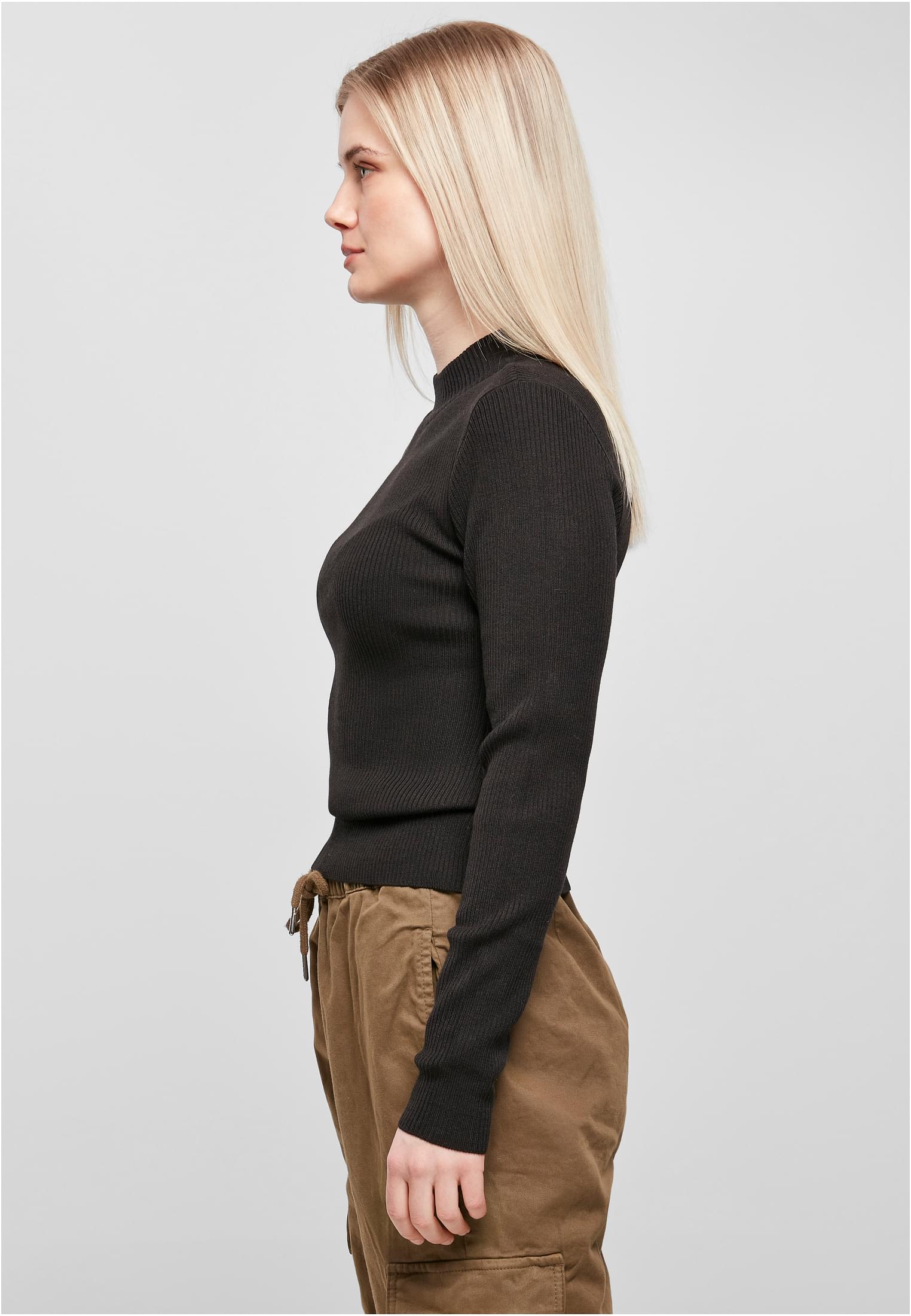 Damen Ladies Rib Knit Turtelneck Sweater in Farbe black