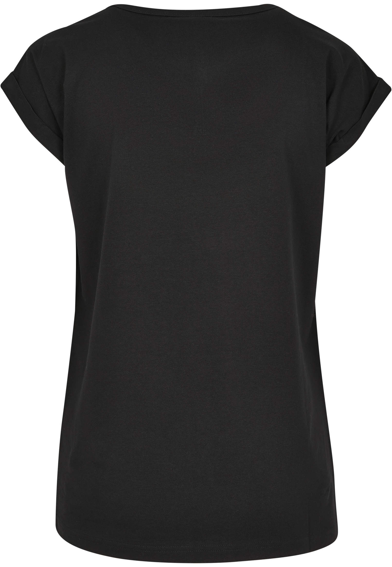 T-Shirts Ladies Round V-Neck Extended Shoulder Tee in Farbe black