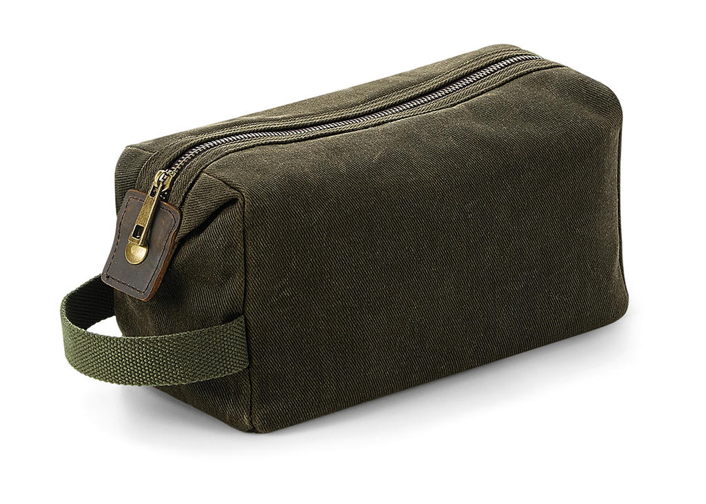  Heritage Waxed Canvas Wash Bag in Farbe Olive Green