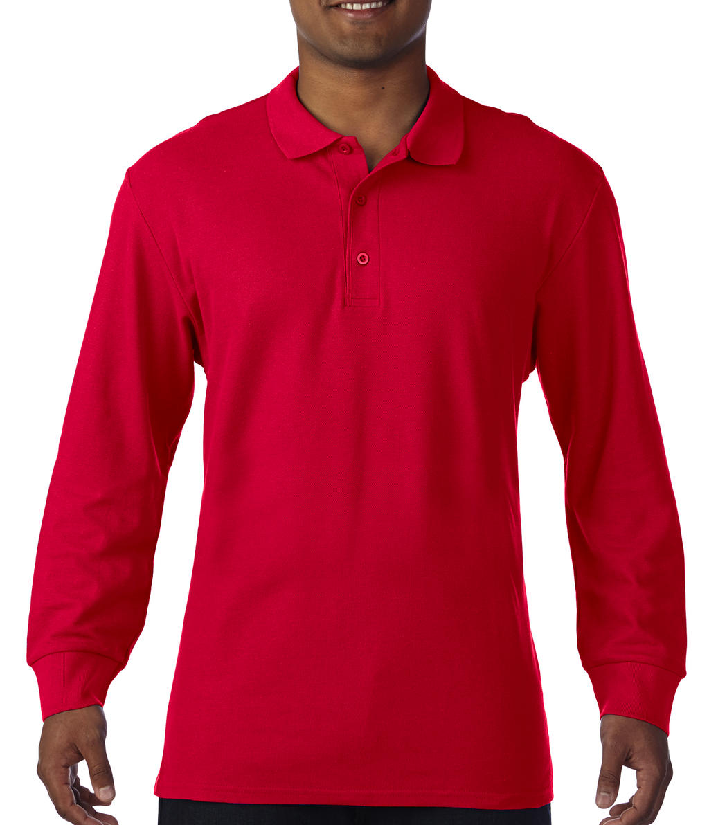  Premium Cotton Adult Double Piqu? Polo LS in Farbe Red