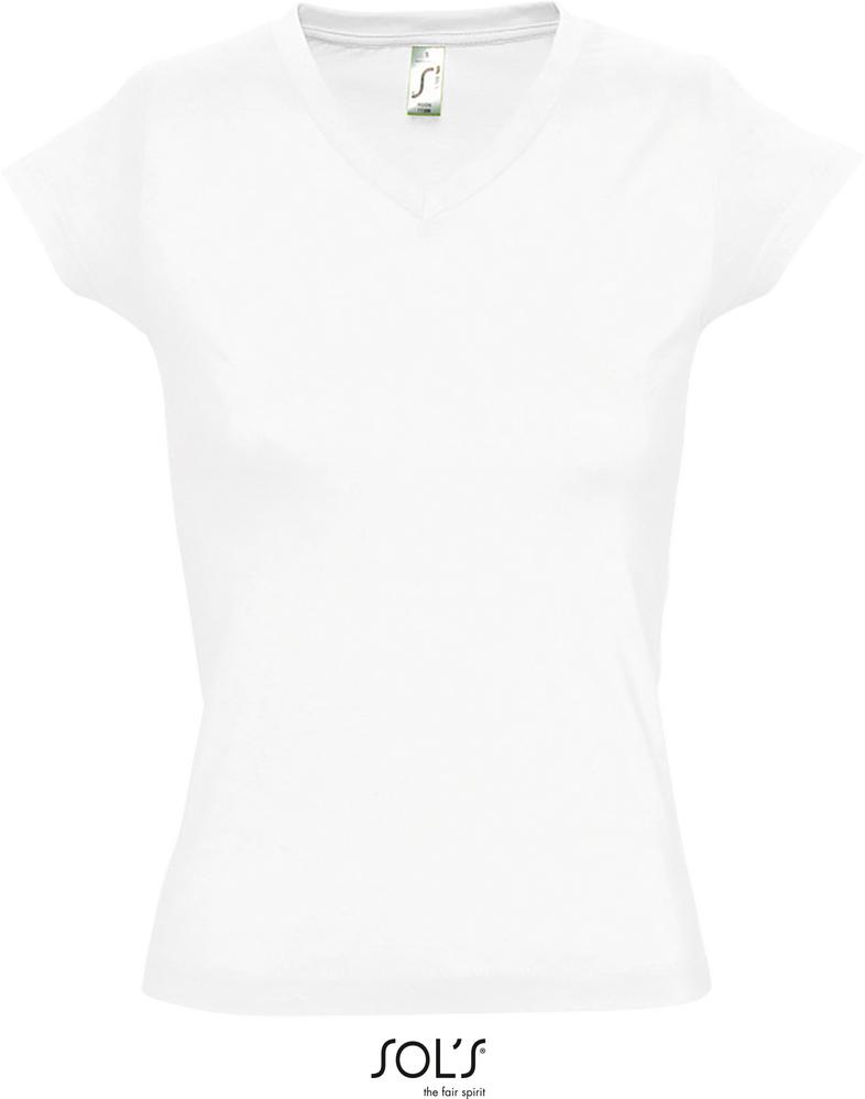 T-Shirt Moon Damen V-Neck T-Shirt in Farbe white