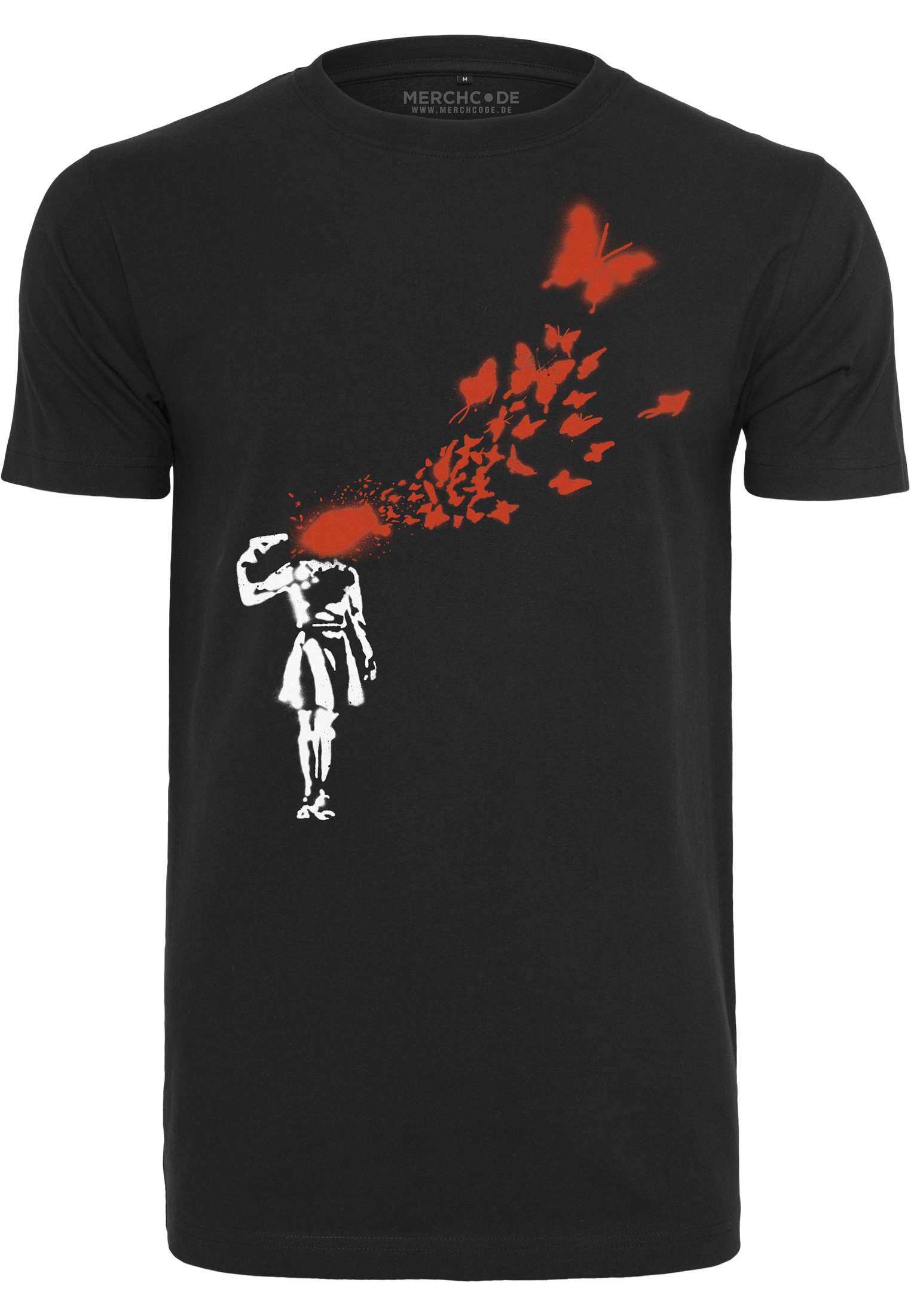 T-Shirts Brandalised - Banksy?s Graffiti Butterfly Tee in Farbe black
