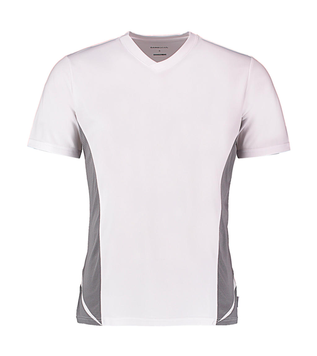  Regular Fit Cooltex? Panel V Neck Tee in Farbe White/Grey