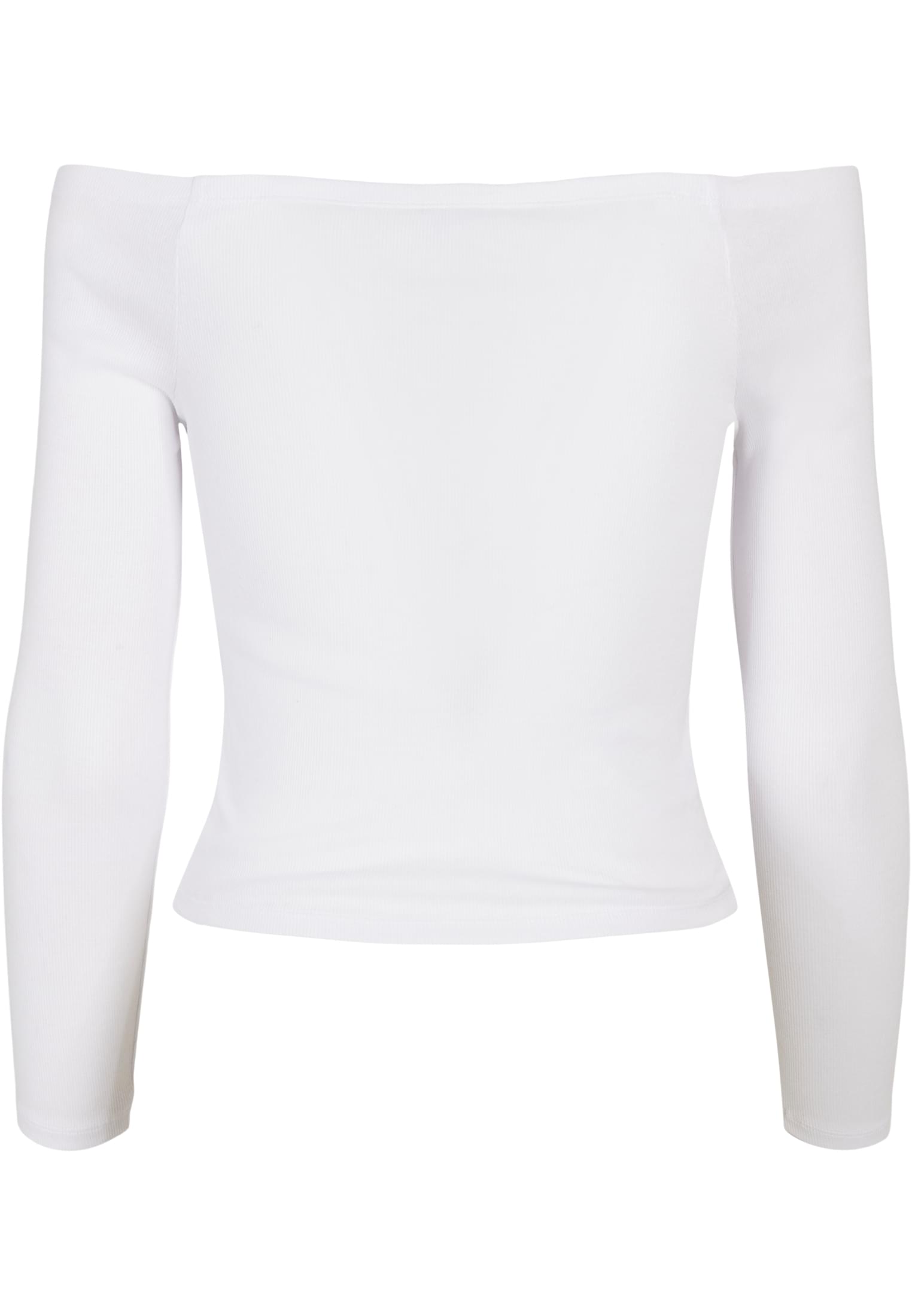 Crewnecks & Longsleeves Ladies Off Shoulder Rib Longsleeve in Farbe white