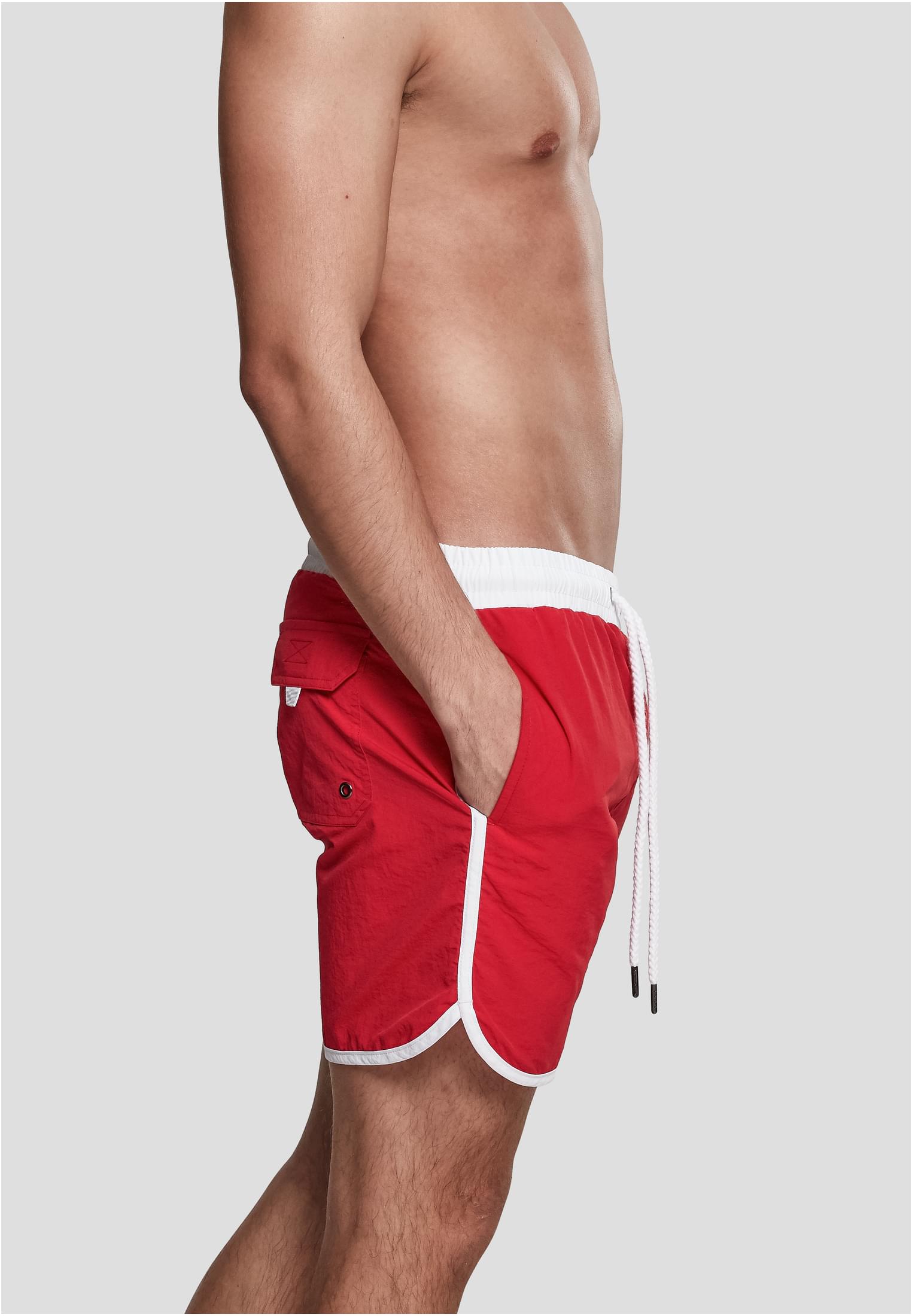 Plus Size Retro Swimshorts in Farbe firered/white